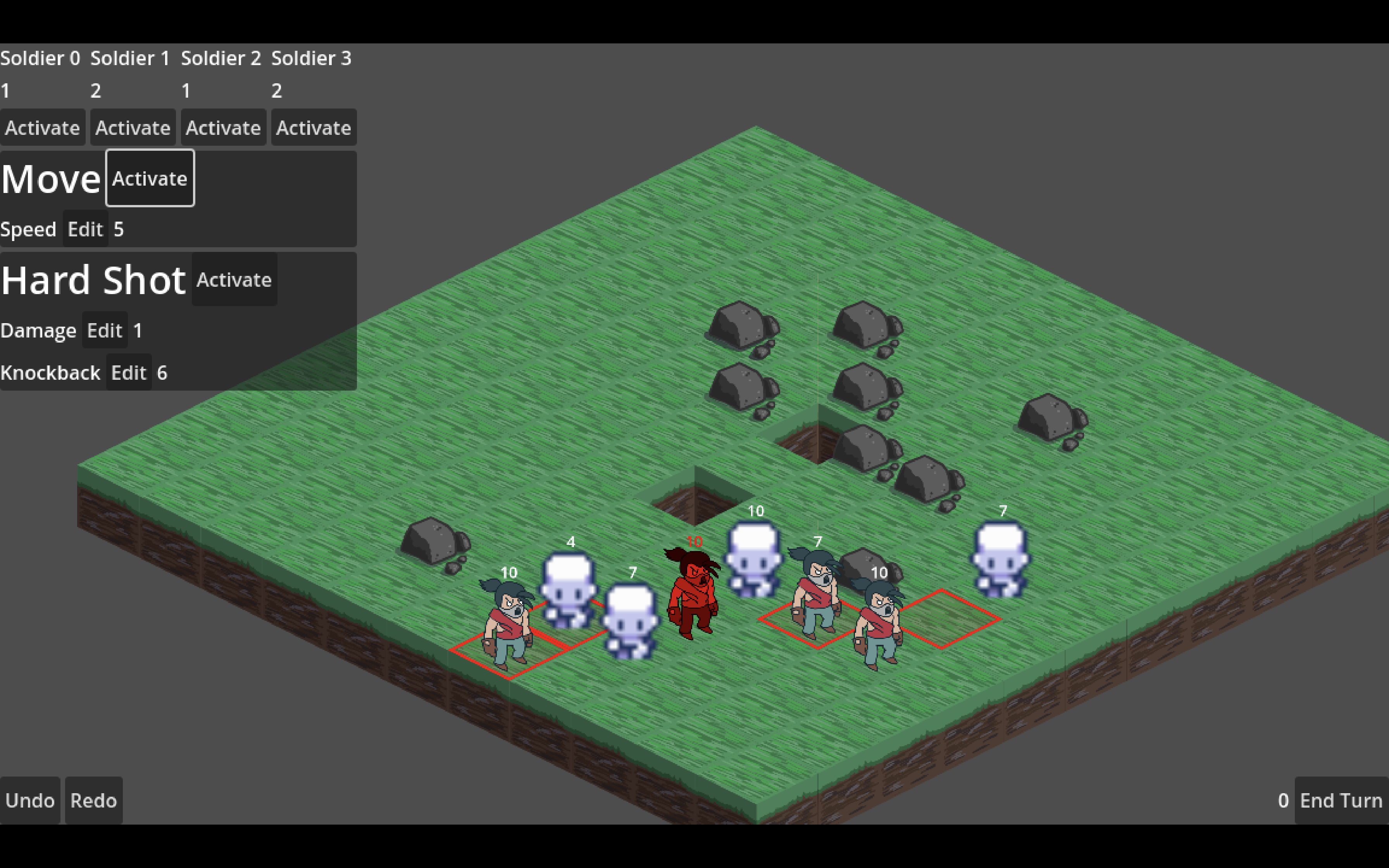 Screenshot from Rads and Relics prototype showing new tactical elements.